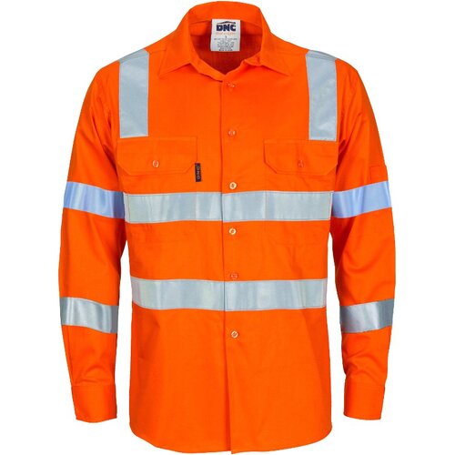 WORKWEAR, SAFETY & CORPORATE CLOTHING SPECIALISTS HIVIS D/N L/W COTTON SHIRT