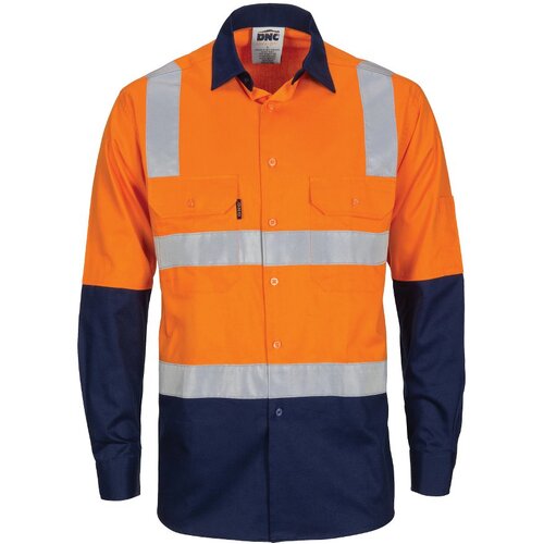 WORKWEAR, SAFETY & CORPORATE CLOTHING SPECIALISTS - HIVIS Two Tone Cool-Breeze Cotton Shirt with Hoop & Shoulder CSR Reflective Tape - Long Sleeve