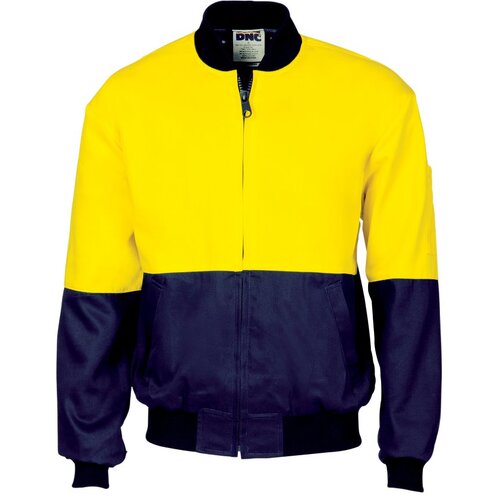 WORKWEAR, SAFETY & CORPORATE CLOTHING SPECIALISTS - HiVis Two Tone Cott on Bomber Jacket