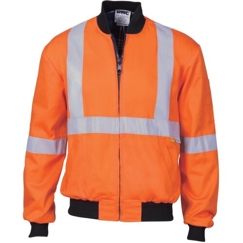 WORKWEAR, SAFETY & CORPORATE CLOTHING SPECIALISTS - HiVis Cotton Bomber Jacket with  X  Back & additional CSR R/Tape below