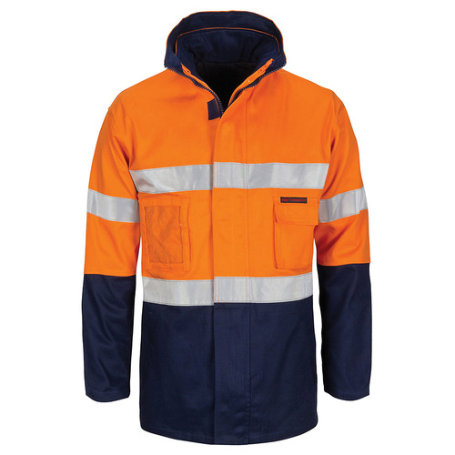 WORKWEAR, SAFETY & CORPORATE CLOTHING SPECIALISTS - HiVis "4 IN 1" Cotton Drill Jacket with CSR R/Tape