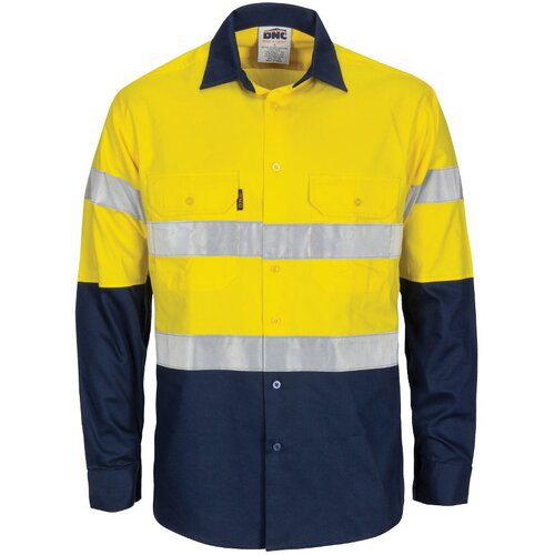 WORKWEAR, SAFETY & CORPORATE CLOTHING SPECIALISTS - HiVis R/W Cool-Breeze T2 Vertical Vented Cotton Shirt with Gusset Sleeves, Generic R/Tape - Long Sle