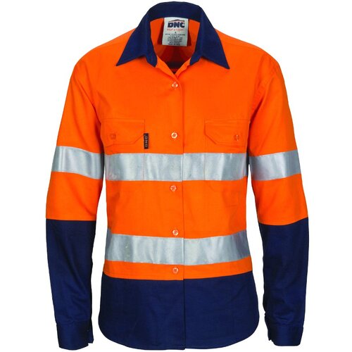 WORKWEAR, SAFETY & CORPORATE CLOTHING SPECIALISTS Ladies HiVis Cool-Breeze Cotton Shirt with CSR R/Tape - Long Sleeve