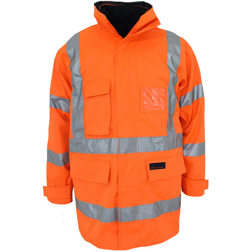 WORKWEAR, SAFETY & CORPORATE CLOTHING SPECIALISTS HiVis "X" back "6 in 1" Rain jacket Biomotion tape