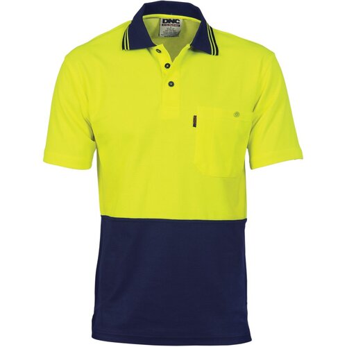 WORKWEAR, SAFETY & CORPORATE CLOTHING SPECIALISTS - Cotton Back HiVis Two Tone Fluoro Polo - Short Sleeve