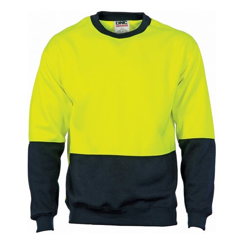 WORKWEAR, SAFETY & CORPORATE CLOTHING SPECIALISTS - HiVis Two Tone Fleecy Sweat Shirt (Sloppy Joe) Crew-Neck