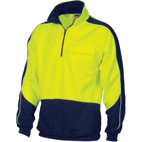 WORKWEAR, SAFETY & CORPORATE CLOTHING SPECIALISTS HiVis 2 Tone 1/2 Zip Hi-Neck Panel Fleecy Windcheater