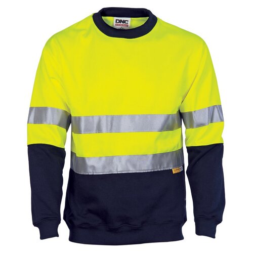 WORKWEAR, SAFETY & CORPORATE CLOTHING SPECIALISTS - HiVis Two Tone Fleecy Sweat Shirt (Sloppy Joe) with CSR R/Tape Crew-Neck