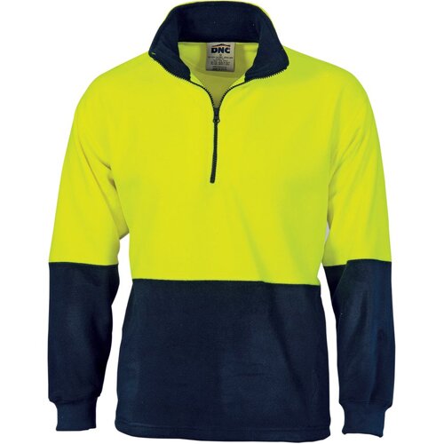 WORKWEAR, SAFETY & CORPORATE CLOTHING SPECIALISTS - HiVis Two Tone 1/2 Zip Polar Fleece