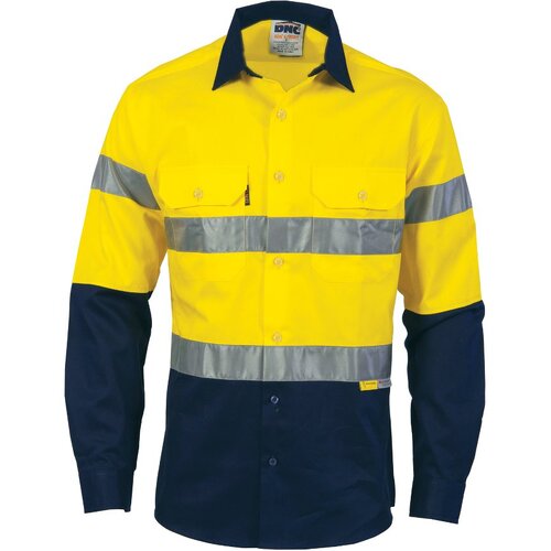 WORKWEAR, SAFETY & CORPORATE CLOTHING SPECIALISTS - HiVis Two Tone Drill Shirt with 3M 8910 R/Tape - Long Sleeve