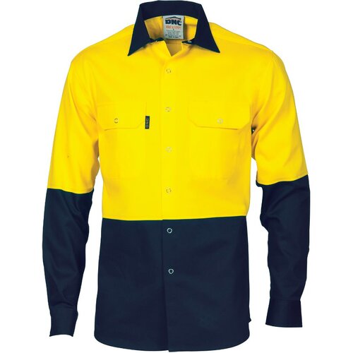 WORKWEAR, SAFETY & CORPORATE CLOTHING SPECIALISTS - HiVis Two Tone Drill Shirt with Press Studs