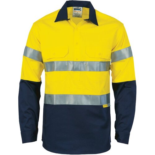 WORKWEAR, SAFETY & CORPORATE CLOTHING SPECIALISTS - HiVis Two Tone Closed Front Cotton Shirt with 3M R/Tape