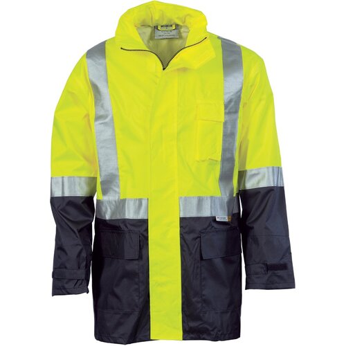 WORKWEAR, SAFETY & CORPORATE CLOTHING SPECIALISTS - HiVis Two Tone Light weight Rain Jacket with CSR R/Tape