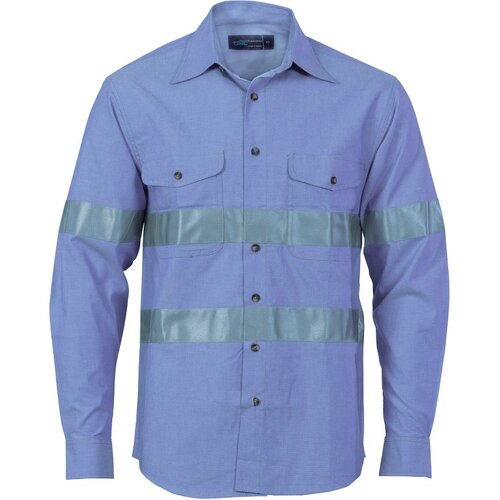 WORKWEAR, SAFETY & CORPORATE CLOTHING SPECIALISTS - Cotton Chambray Shirt with Generic R/Tape - Long sleeve