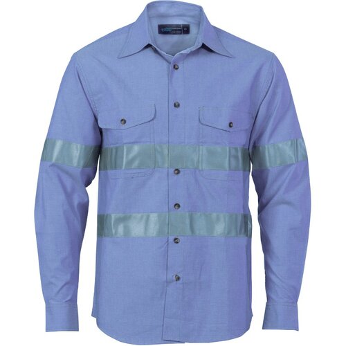 WORKWEAR, SAFETY & CORPORATE CLOTHING SPECIALISTS Cotton Chambray Shirt with Generic R/Tape - Long sleeve