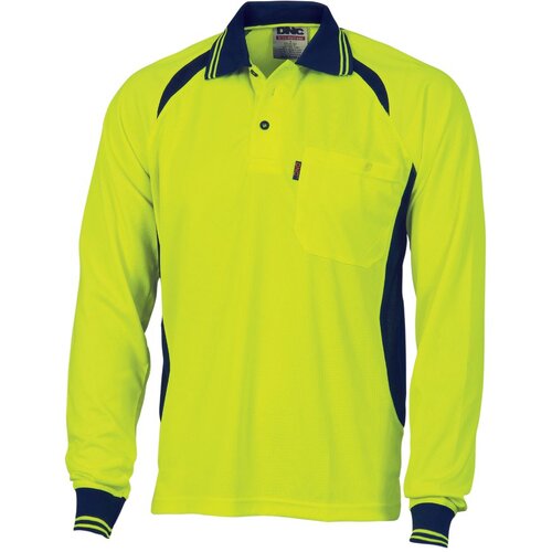 WORKWEAR, SAFETY & CORPORATE CLOTHING SPECIALISTS - Cool-Breeze Contrast Mesh Polo - long sleeve