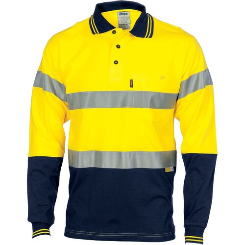 WORKWEAR, SAFETY & CORPORATE CLOTHING SPECIALISTS - Hivis Cool-Breeze Cotton Jersey Polo With CSR R/Tape - L/S