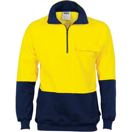 WORKWEAR, SAFETY & CORPORATE CLOTHING SPECIALISTS - HiVis Two Tone 1/2 Zip Cotton Fleecy Windcheater