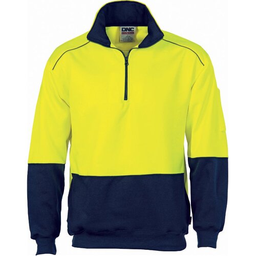 WORKWEAR, SAFETY & CORPORATE CLOTHING SPECIALISTS - HiVis Two Tone 1/2 Zip Reflective Piping Sweat Shirt