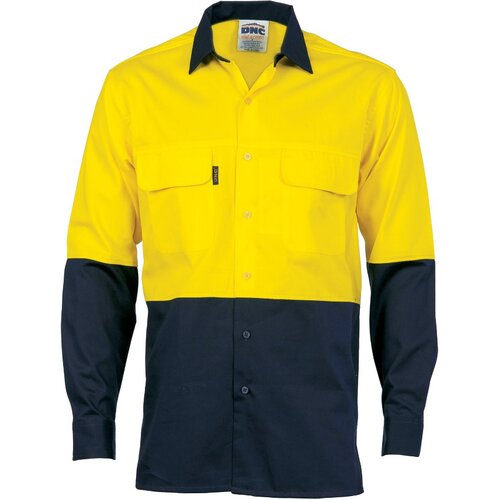 WORKWEAR, SAFETY & CORPORATE CLOTHING SPECIALISTS HiVis 3 Way Cool-Breeze Cotton Shirt - Long sleeve