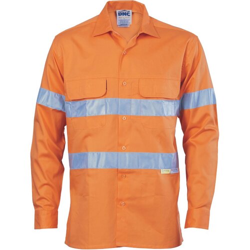 WORKWEAR, SAFETY & CORPORATE CLOTHING SPECIALISTS - HiVis 3 Way Cool-Breeze Cotton Shirt with 3M R/Tape - Long sleeve