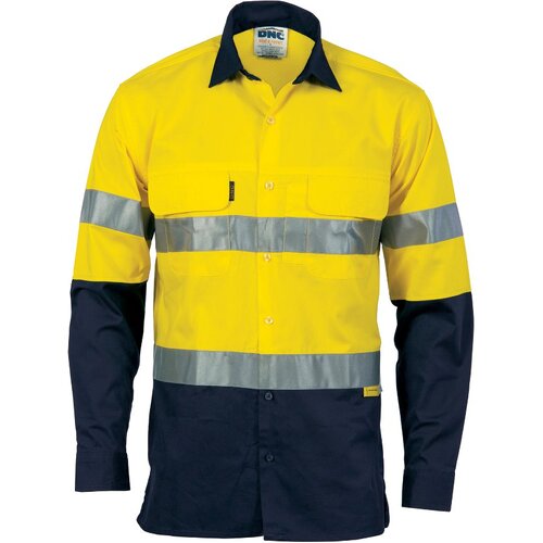 WORKWEAR, SAFETY & CORPORATE CLOTHING SPECIALISTS HiVis 3 Way Cool-Breeze Cotton Shirt with CSR/Tape - Long sleeve