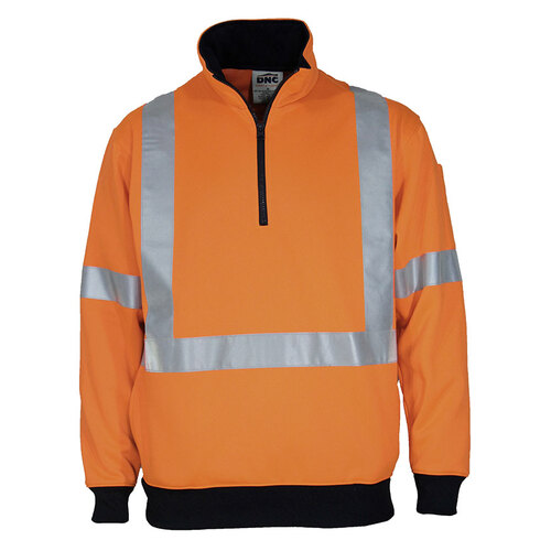 WORKWEAR, SAFETY & CORPORATE CLOTHING SPECIALISTS - HIVIS X BACK 1/2 ZIP COTTON JUMPER