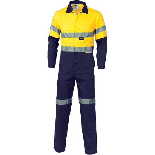 WORKWEAR, SAFETY & CORPORATE CLOTHING SPECIALISTS HiVis Cool-Breeze two tone L.Weight Cott on Coverall with 3M R/Tape