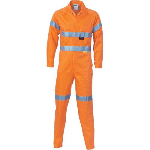 WORKWEAR, SAFETY & CORPORATE CLOTHING SPECIALISTS - HiVis Cool-Breeze Orange L.Weight Cott on Coverall with 3M R/Tape