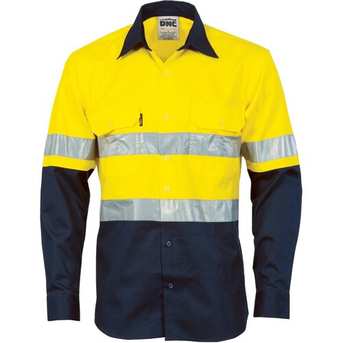 WORKWEAR, SAFETY & CORPORATE CLOTHING SPECIALISTS HiVis Cool-Breeze Vertical Vented Cotton Shirt with Generic R/Tape - Long sleeve