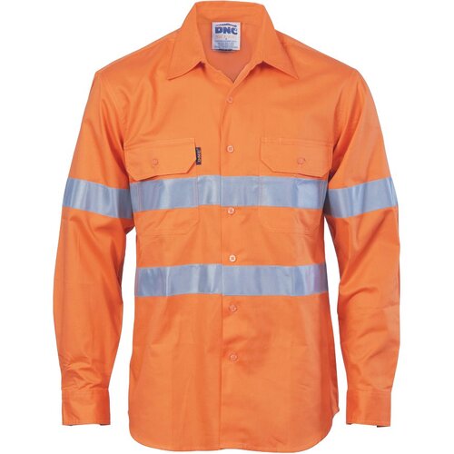 WORKWEAR, SAFETY & CORPORATE CLOTHING SPECIALISTS HiVis Cool-Breeze Vertical Vented Cotton Shirt with Generic R/Tape - Long sleeve