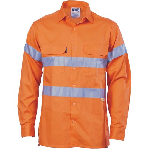 WORKWEAR, SAFETY & CORPORATE CLOTHING SPECIALISTS HiVis Cool-Breeze Cotton Shirt with 3M 8906 R/Tape - Long sleeve