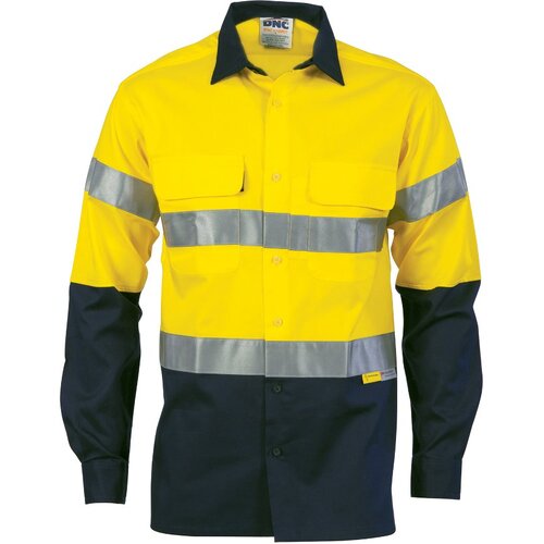 WORKWEAR, SAFETY & CORPORATE CLOTHING SPECIALISTS - HiVis Cool-Breeze Cotton Shirt with 3M 8906 R/Tape - Long sleeve