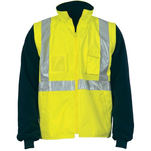 WORKWEAR, SAFETY & CORPORATE CLOTHING SPECIALISTS HiVis Cross Back D/N  4 in 1  Zip Off Sleeve Reversible Vest