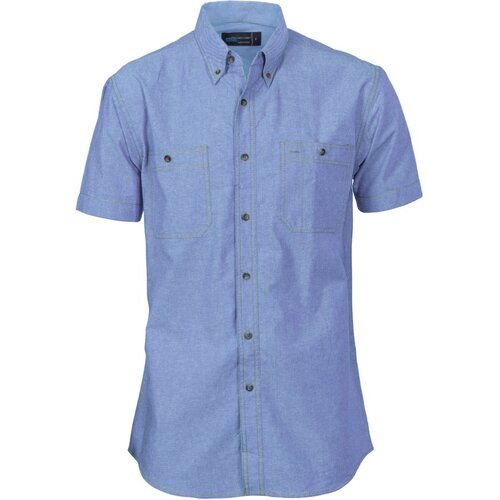 WORKWEAR, SAFETY & CORPORATE CLOTHING SPECIALISTS Cotton Chambray Shirt , Twin Pocket - Short Sleeve