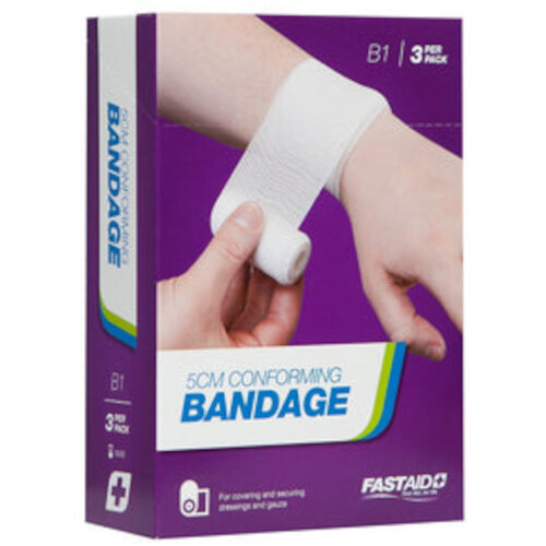 WORKWEAR, SAFETY & CORPORATE CLOTHING SPECIALISTS - CONFORMING BANDAGE, 5CM, 3PK