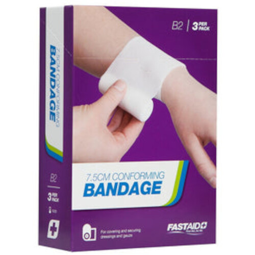 WORKWEAR, SAFETY & CORPORATE CLOTHING SPECIALISTS - CONFORMING BANDAGE, 7.5CM, 3PK