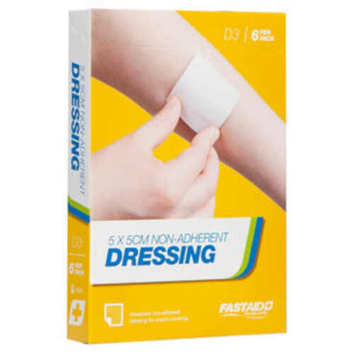 WORKWEAR, SAFETY & CORPORATE CLOTHING SPECIALISTS - NON-ADHERENT DRESSING, 5 X 5CM, 6PK