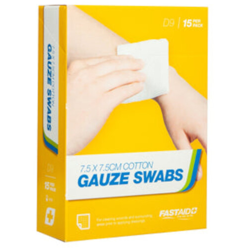 WORKWEAR, SAFETY & CORPORATE CLOTHING SPECIALISTS - GAUZE SWABS, 7.5 X 7.5CM (5 X 3PK) 15PK