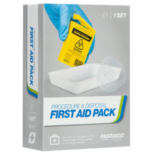 WORKWEAR, SAFETY & CORPORATE CLOTHING SPECIALISTS - PROCEDURE AND DISPOSAL FIRST AID PACK, 100ML SHARPS CONTAINER, GALIPOT AND INSTRUMENT TRAY SET