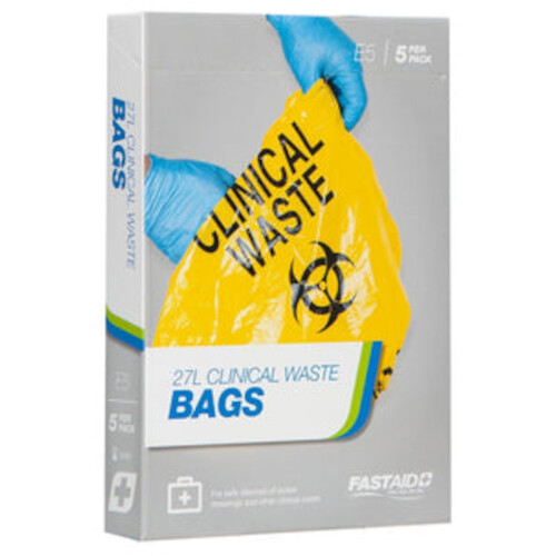 WORKWEAR, SAFETY & CORPORATE CLOTHING SPECIALISTS - CLINICAL WASTE BAGS, 27L, 5PK