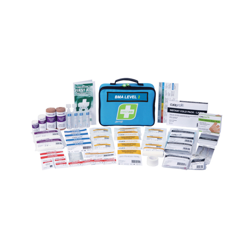 WORKWEAR, SAFETY & CORPORATE CLOTHING SPECIALISTS FIRST AID KIT, BHP BILLITON/BMA LEVEL 2, MEDIUM BLUE SOFT PACK