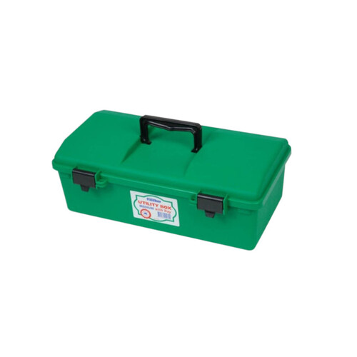 WORKWEAR, SAFETY & CORPORATE CLOTHING SPECIALISTS PLASTIC FIRST AID BOX, 1 TRAY, LARGE, GREEN, EMPTY