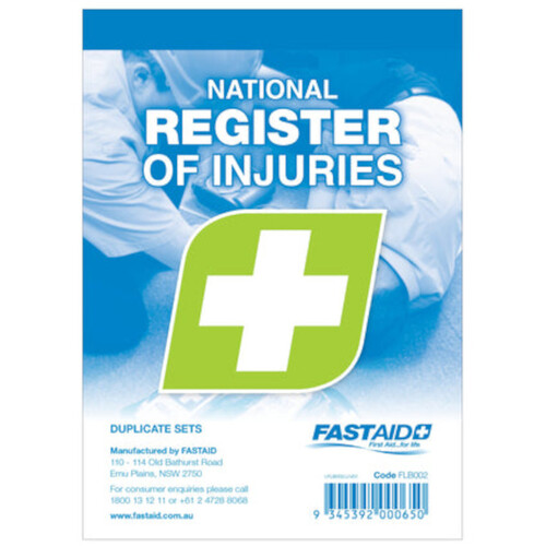 WORKWEAR, SAFETY & CORPORATE CLOTHING SPECIALISTS - REGISTER OF INJURIES BOOK, CARBONLESS DUPLICATE COPIES