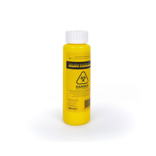 WORKWEAR, SAFETY & CORPORATE CLOTHING SPECIALISTS SHARPS CONTAINER, PLASTIC, 150 ML, YELLOW