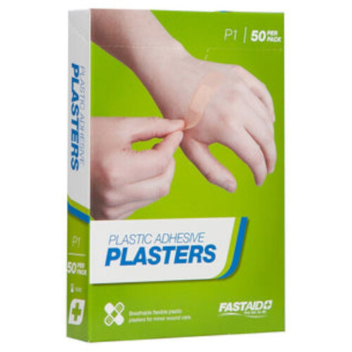 WORKWEAR, SAFETY & CORPORATE CLOTHING SPECIALISTS - ADHESIVE PLASTERS, PLASTIC, 72 X 19MM, 50PK