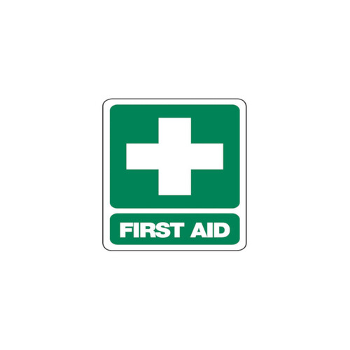 WORKWEAR, SAFETY & CORPORATE CLOTHING SPECIALISTS SIGN, FIRST AID, 300 X 225MM, POLY