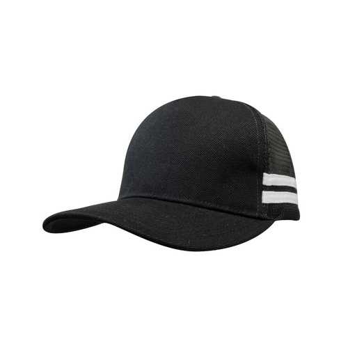 WORKWEAR, SAFETY & CORPORATE CLOTHING SPECIALISTS - American Premium Twill/Mesh Deep Fit Trucker with Stripes