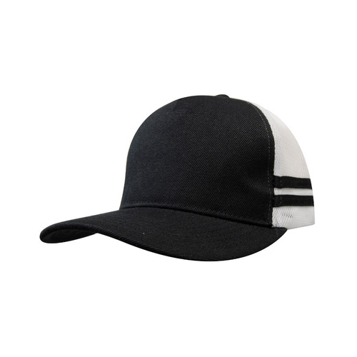 WORKWEAR, SAFETY & CORPORATE CLOTHING SPECIALISTS American Premium Twill/Mesh Deep Fit Trucker with Stripes