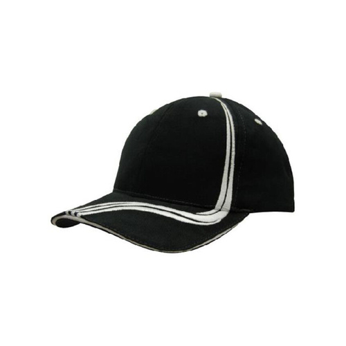 WORKWEAR, SAFETY & CORPORATE CLOTHING SPECIALISTS Brushed Heavy Cotton Cap w/ Waving Stripes on Crown & Peak